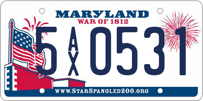 MD license plate 5AX0531