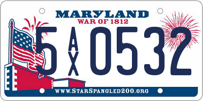 MD license plate 5AX0532