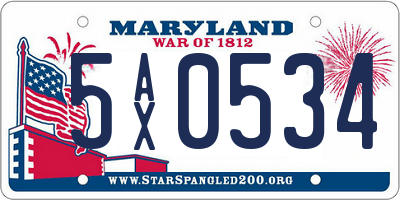 MD license plate 5AX0534