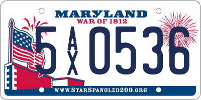MD license plate 5AX0536