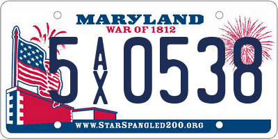 MD license plate 5AX0538