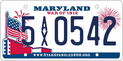 MD license plate 5AX0542