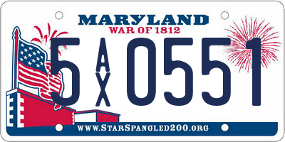 MD license plate 5AX0551