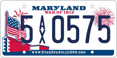 MD license plate 5AX0575