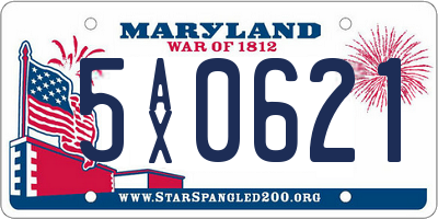 MD license plate 5AX0621