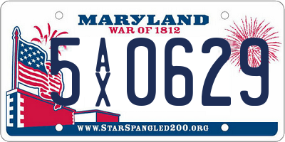 MD license plate 5AX0629