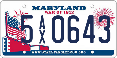 MD license plate 5AX0643