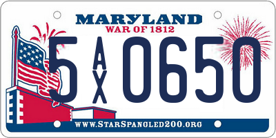 MD license plate 5AX0650