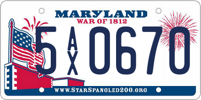 MD license plate 5AX0670