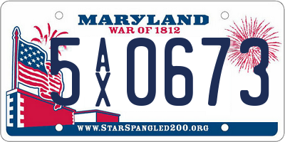 MD license plate 5AX0673