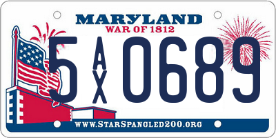 MD license plate 5AX0689
