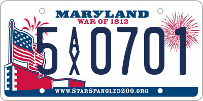 MD license plate 5AX0701