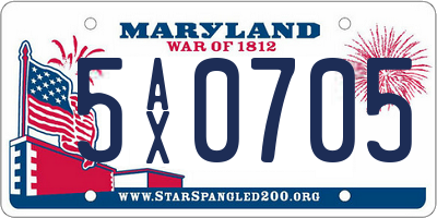 MD license plate 5AX0705