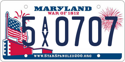 MD license plate 5AX0707