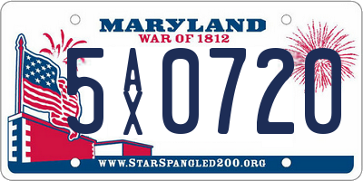 MD license plate 5AX0720