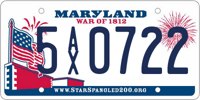 MD license plate 5AX0722