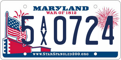 MD license plate 5AX0724