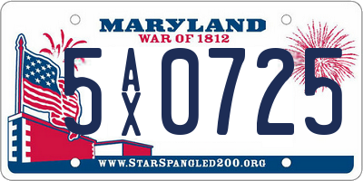 MD license plate 5AX0725