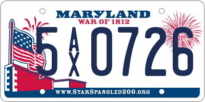 MD license plate 5AX0726