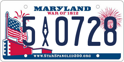 MD license plate 5AX0728