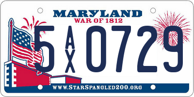 MD license plate 5AX0729