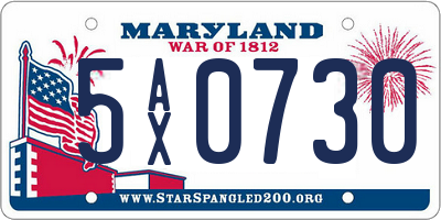 MD license plate 5AX0730