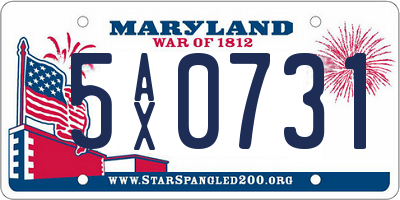 MD license plate 5AX0731