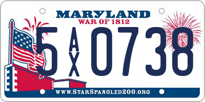MD license plate 5AX0738