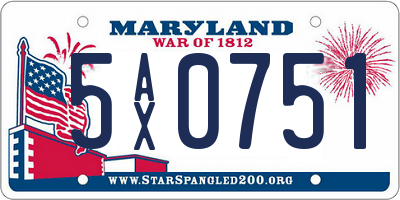 MD license plate 5AX0751