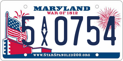 MD license plate 5AX0754