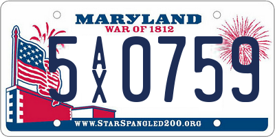 MD license plate 5AX0759