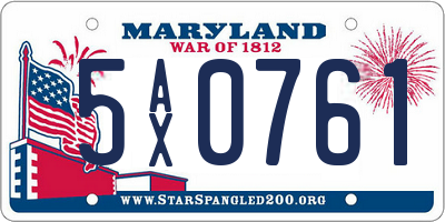 MD license plate 5AX0761