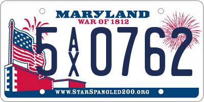 MD license plate 5AX0762