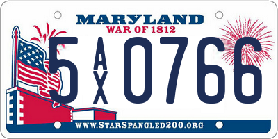 MD license plate 5AX0766