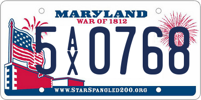 MD license plate 5AX0768