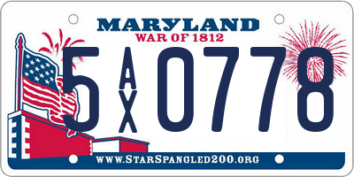 MD license plate 5AX0778