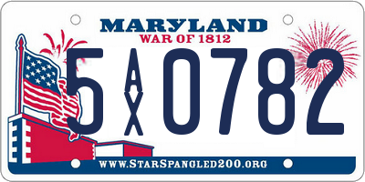 MD license plate 5AX0782
