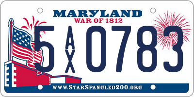 MD license plate 5AX0783
