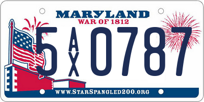 MD license plate 5AX0787