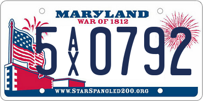 MD license plate 5AX0792