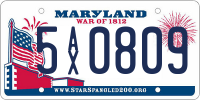 MD license plate 5AX0809