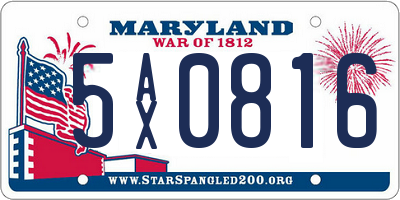 MD license plate 5AX0816