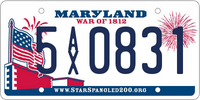 MD license plate 5AX0831