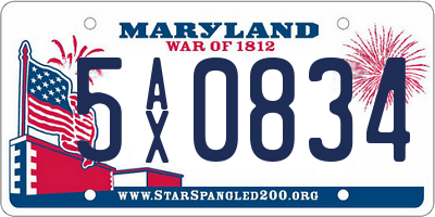 MD license plate 5AX0834