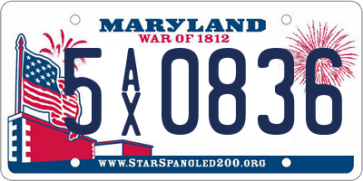 MD license plate 5AX0836