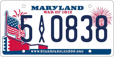MD license plate 5AX0838