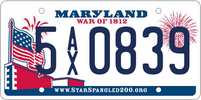 MD license plate 5AX0839