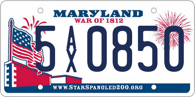 MD license plate 5AX0850