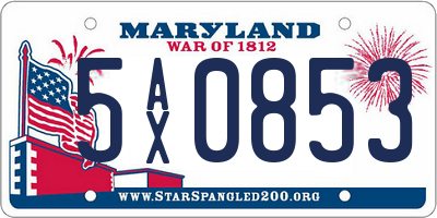 MD license plate 5AX0853
