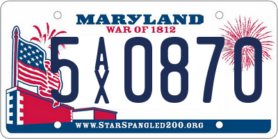 MD license plate 5AX0870